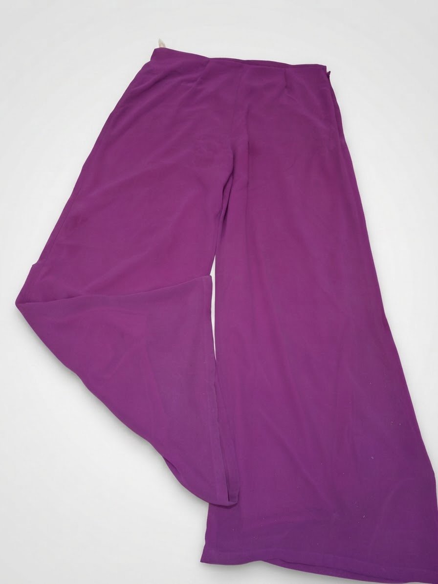Pantalon extra large violet en crêpe 