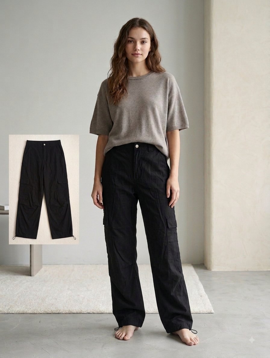 Pantalon noir cargo Jennyfer taille 34
