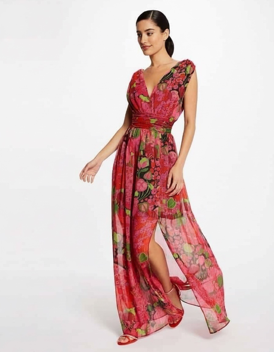 Robe longue fluide à imprimé floral – Élégance & légèreté