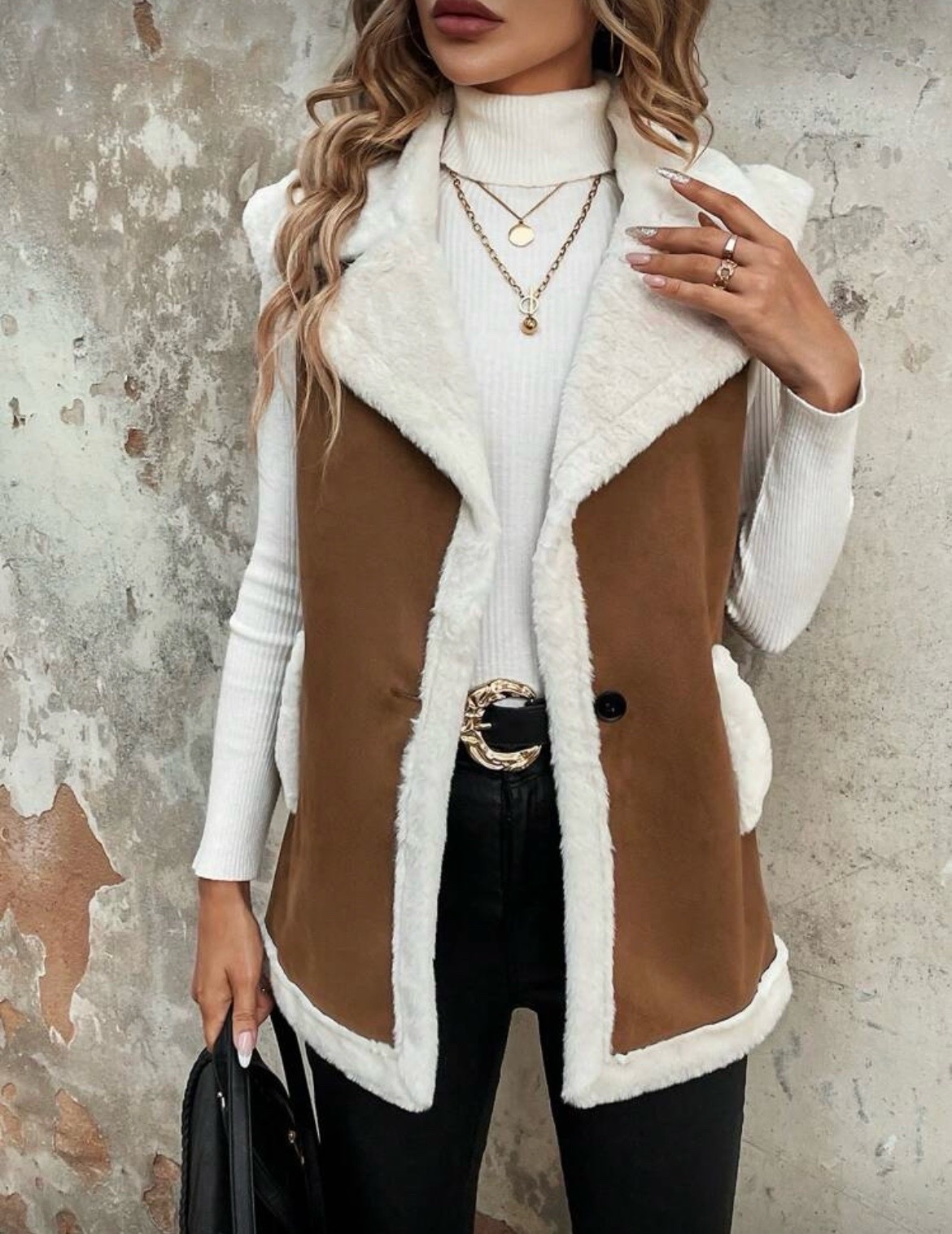 Manteau sans manches doublé teddy