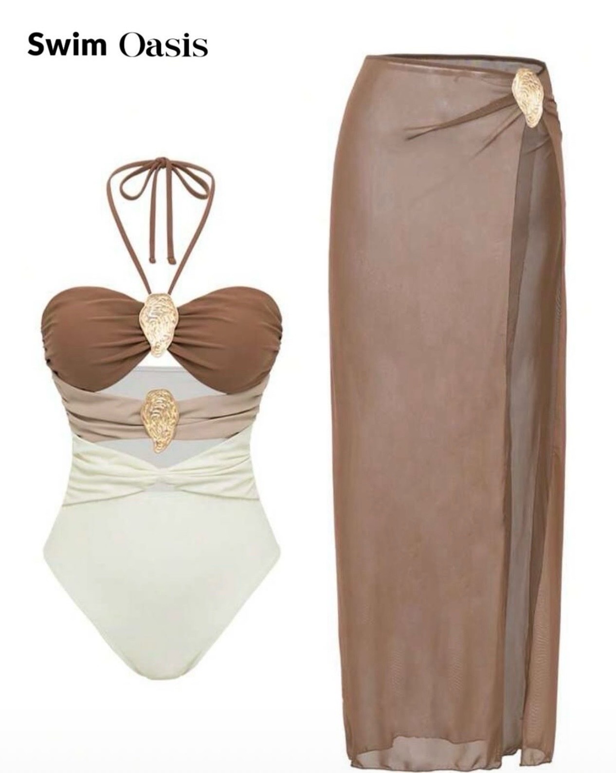 Maillot de bain 1 pièce SHEIN + Paréo assorti – Neuf
