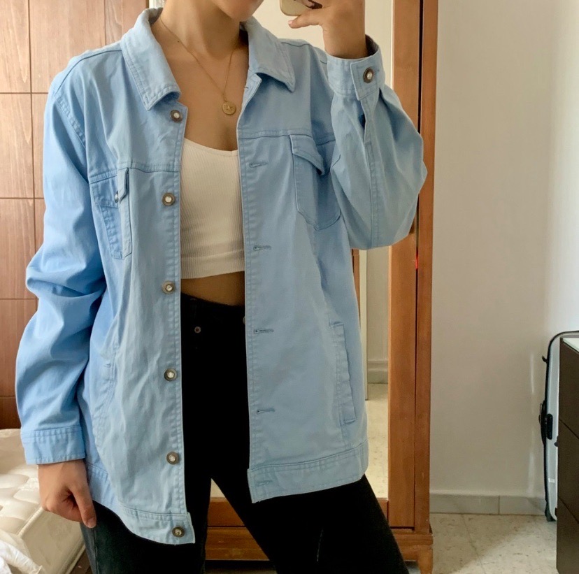 Sublime veste/chemise jean bleu ciel