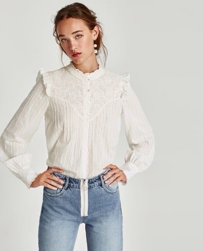 chemise blanche brodee zara