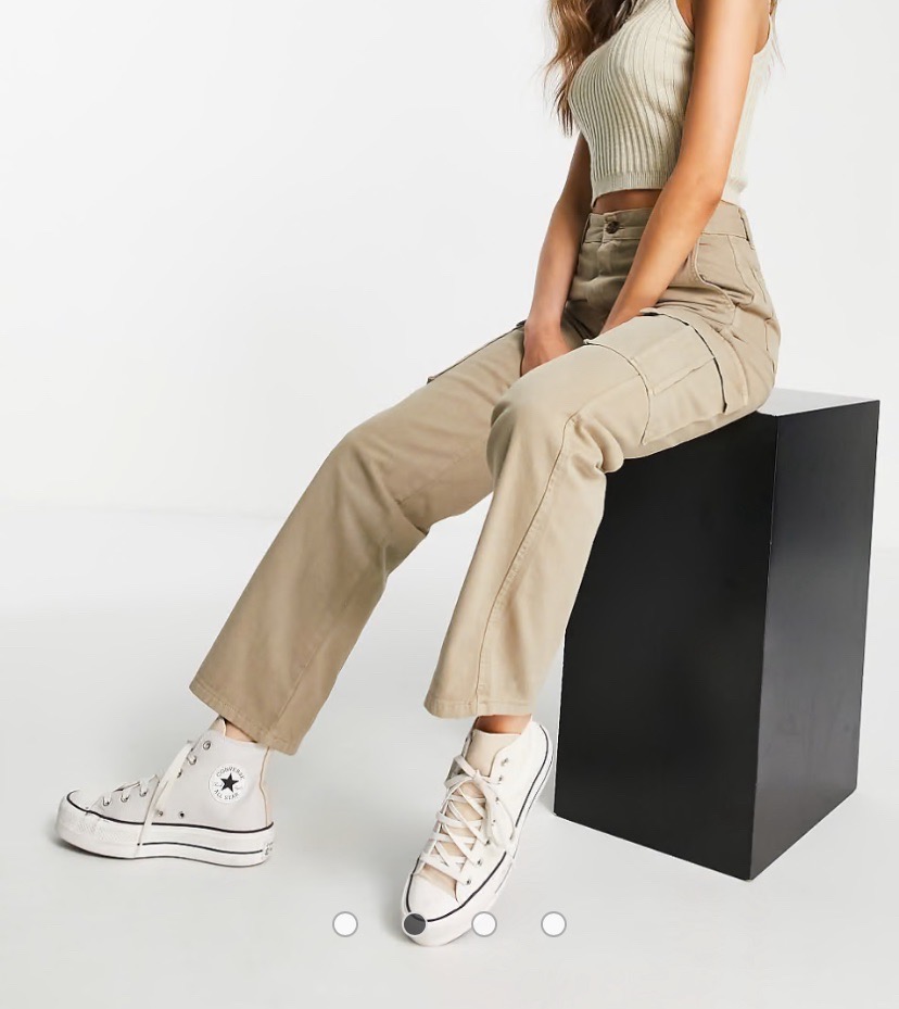 Stradivarius STR straight leg cargo pants in stone