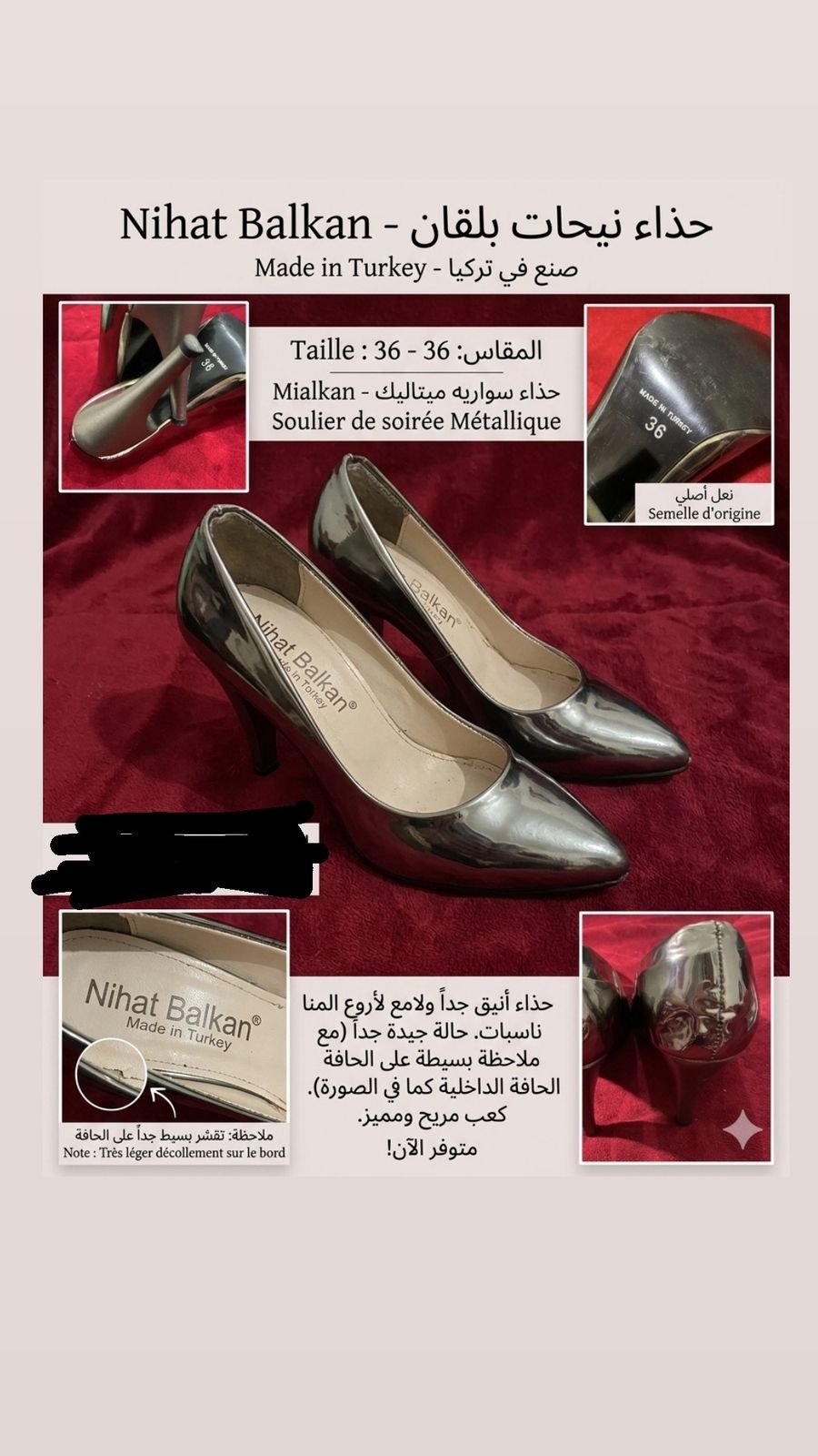 Escarpins argentés mode turque Nihat Balkan