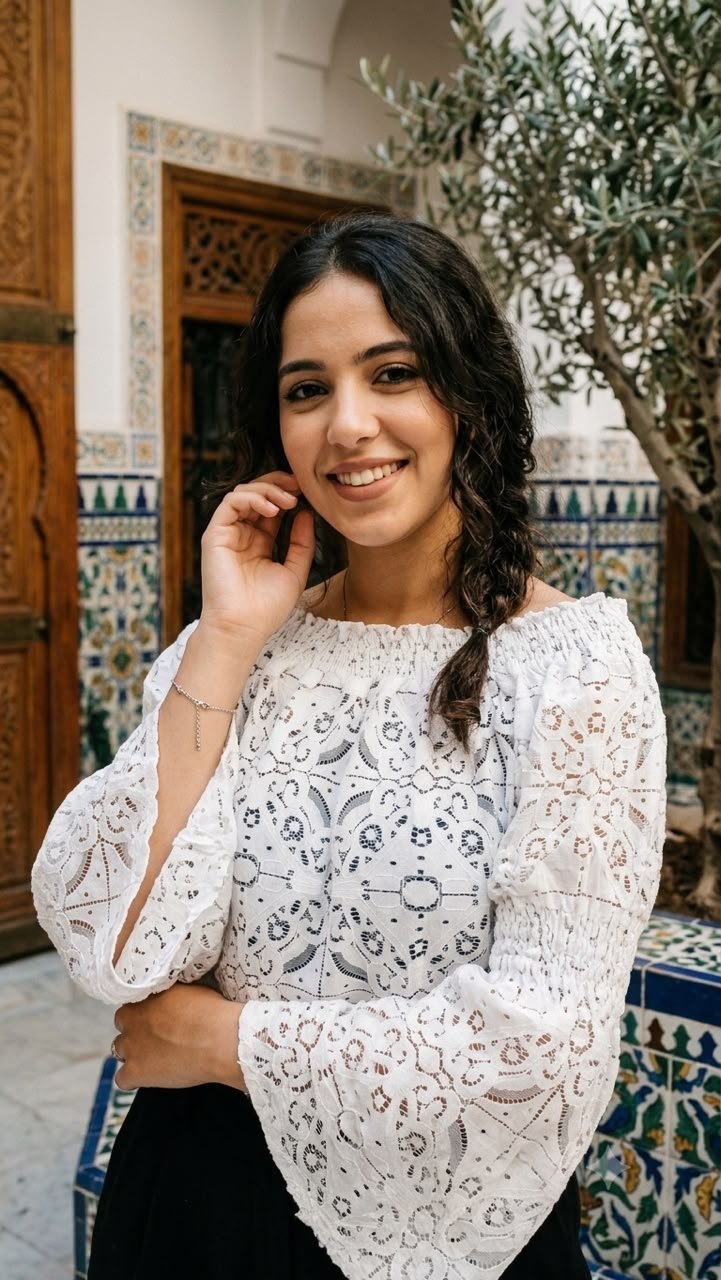 توب دانتيل أبيض بكتاف مكشوفة من زارا (Off-Shoulder Lace Crop Top - ZARA)
