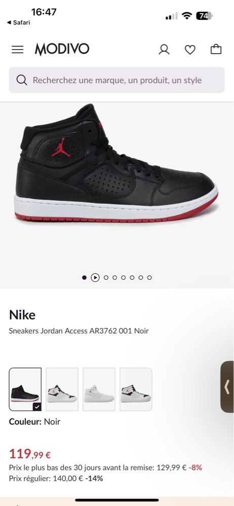 Basket Jordan noir et rouge original❤️