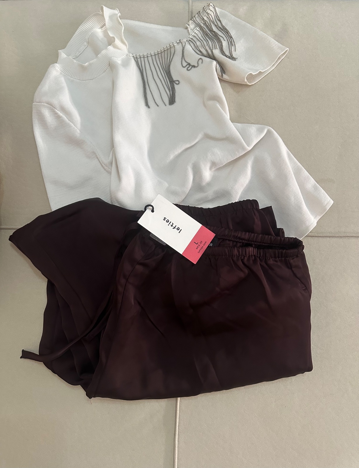 Pantalon satiné Large Lefties +tshirt blanc gratuit❤️🎀