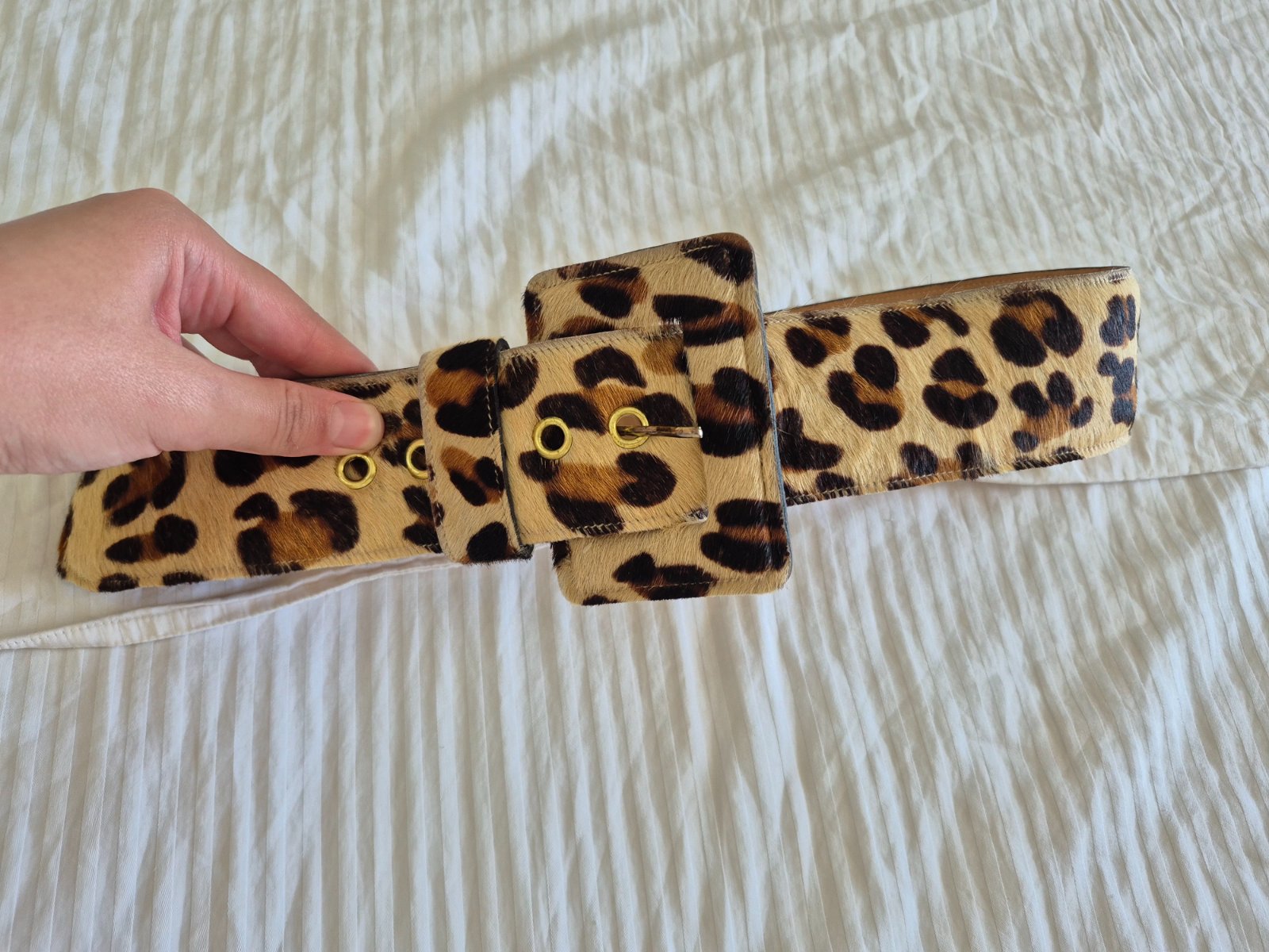 ​Ceinture Adrienne Vittadini imprimé Léopard (Taille S) - Vrai Cuir