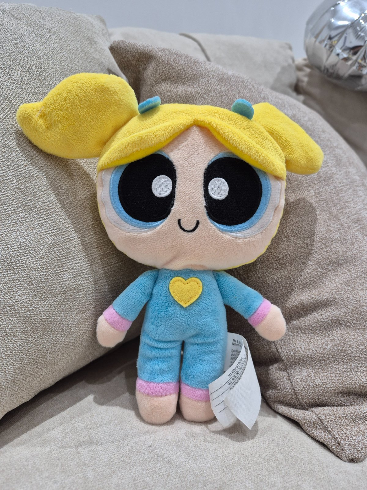The PowerPuff Girls Bubbles PAJAMAS Plush Soft Toy Doll 8" Spin Master Cartoon N