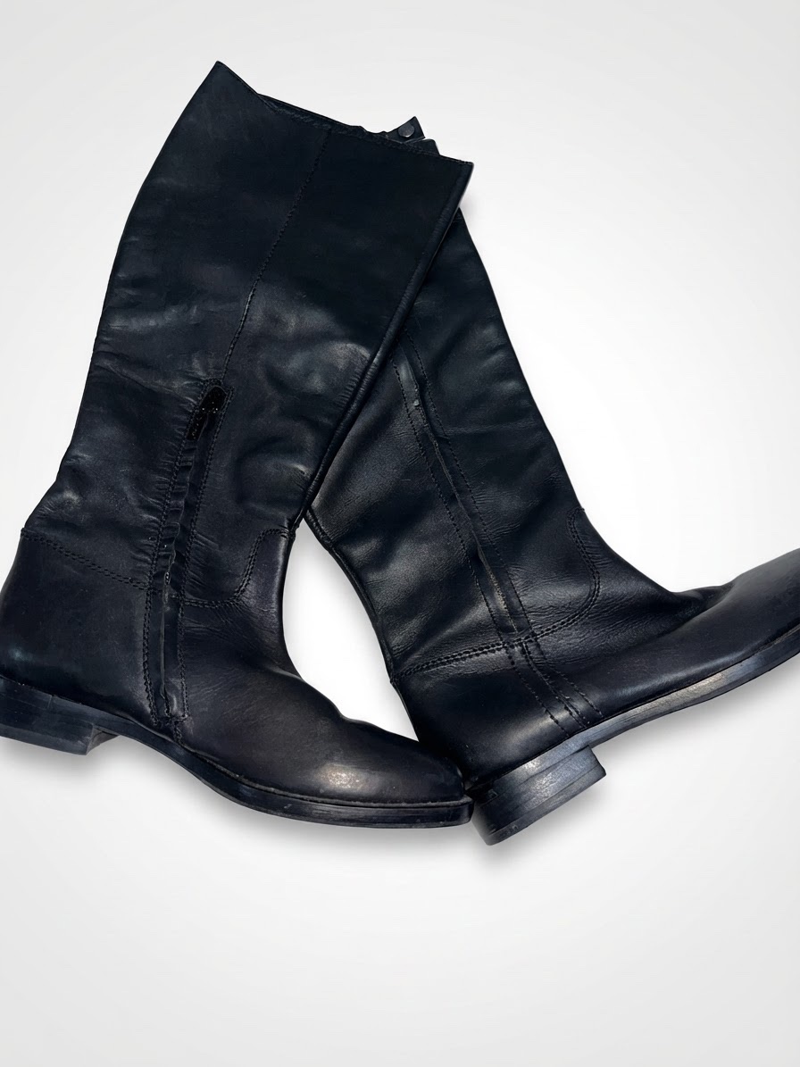Bottes hautes en cuir noir Geox