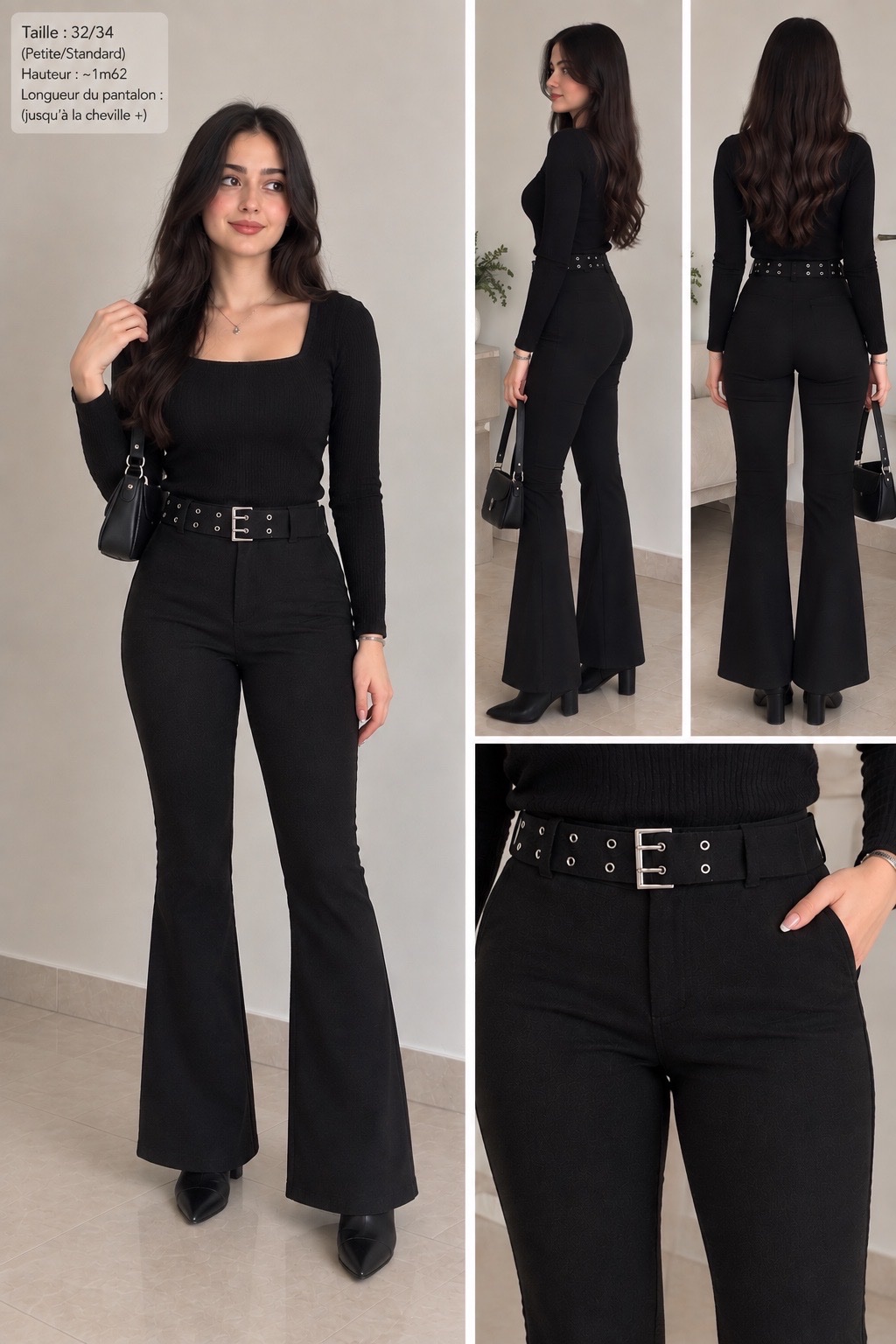 Pantalon patte d'éléphant noir Jennyfer