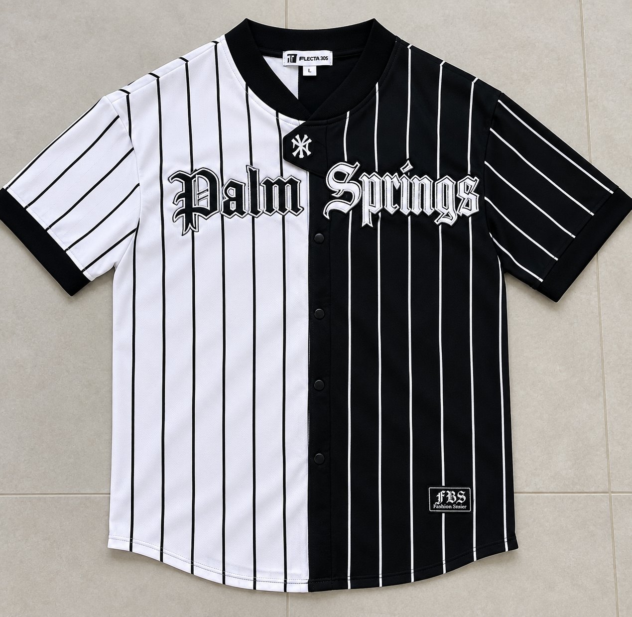 🔥 Maillot baseball Palm Springs noir & blanc, style tendance et original, avec étiquettes 