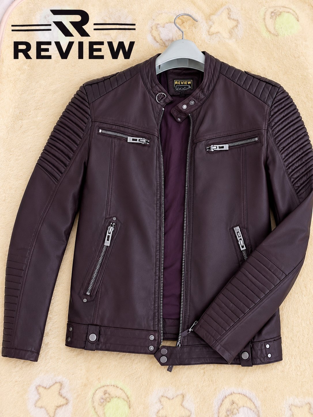 Superbe veste biker REVIEW Authentique en vrai cuir, 