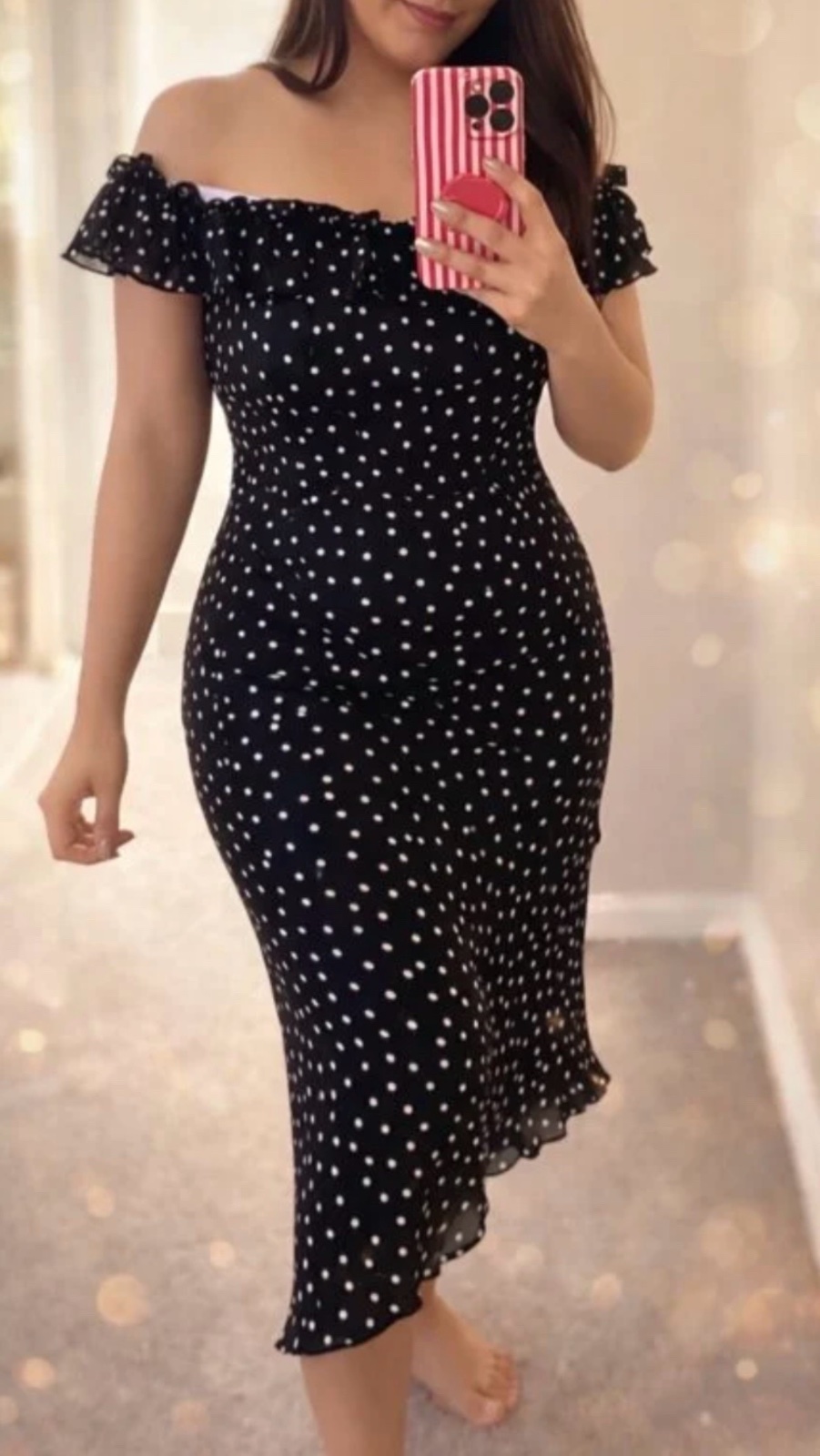 Robe polka midi off shoulder / Sinéquanone
