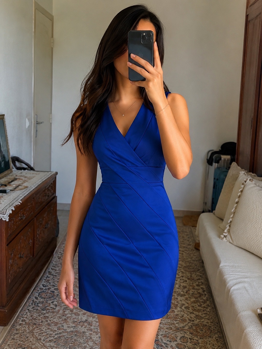 Robe Ajustée Drapée – Bleu Roi 👗