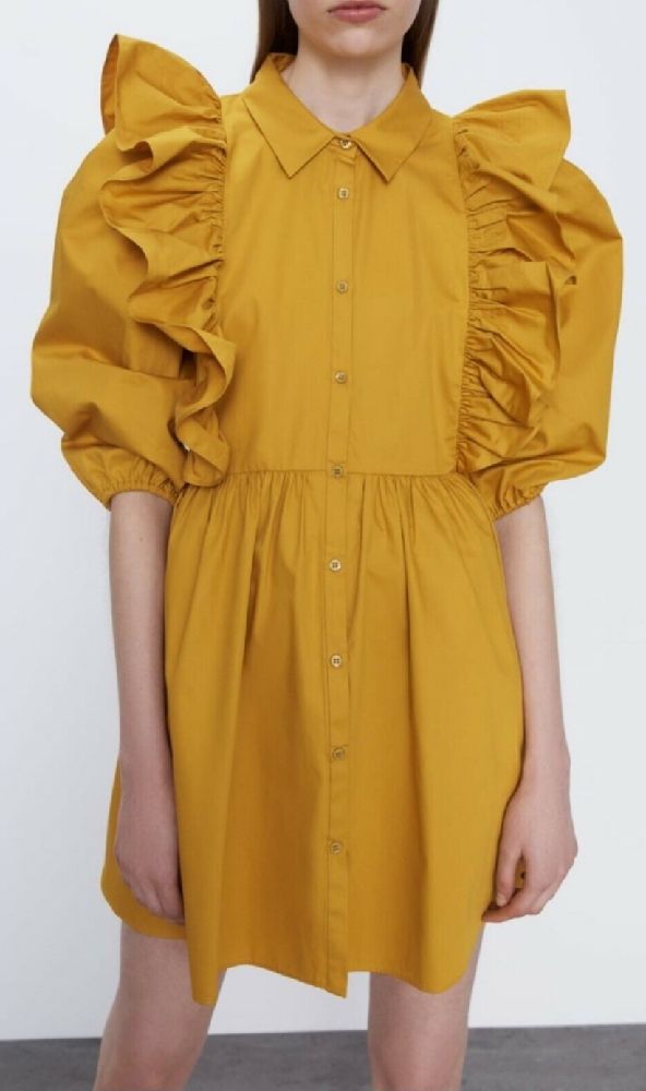robe jaune manches bouffantes 