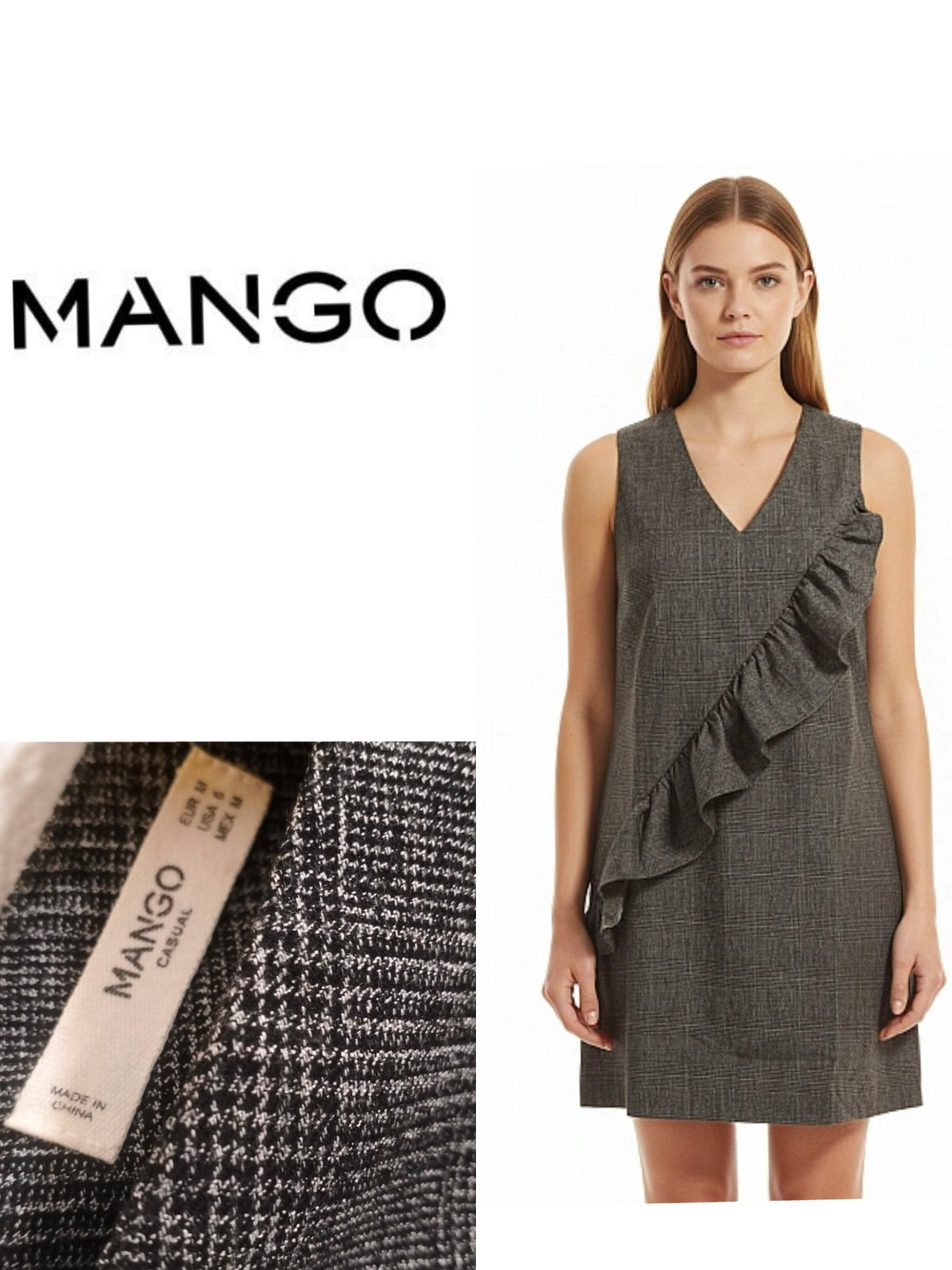 Robe chasuble grise Mango 