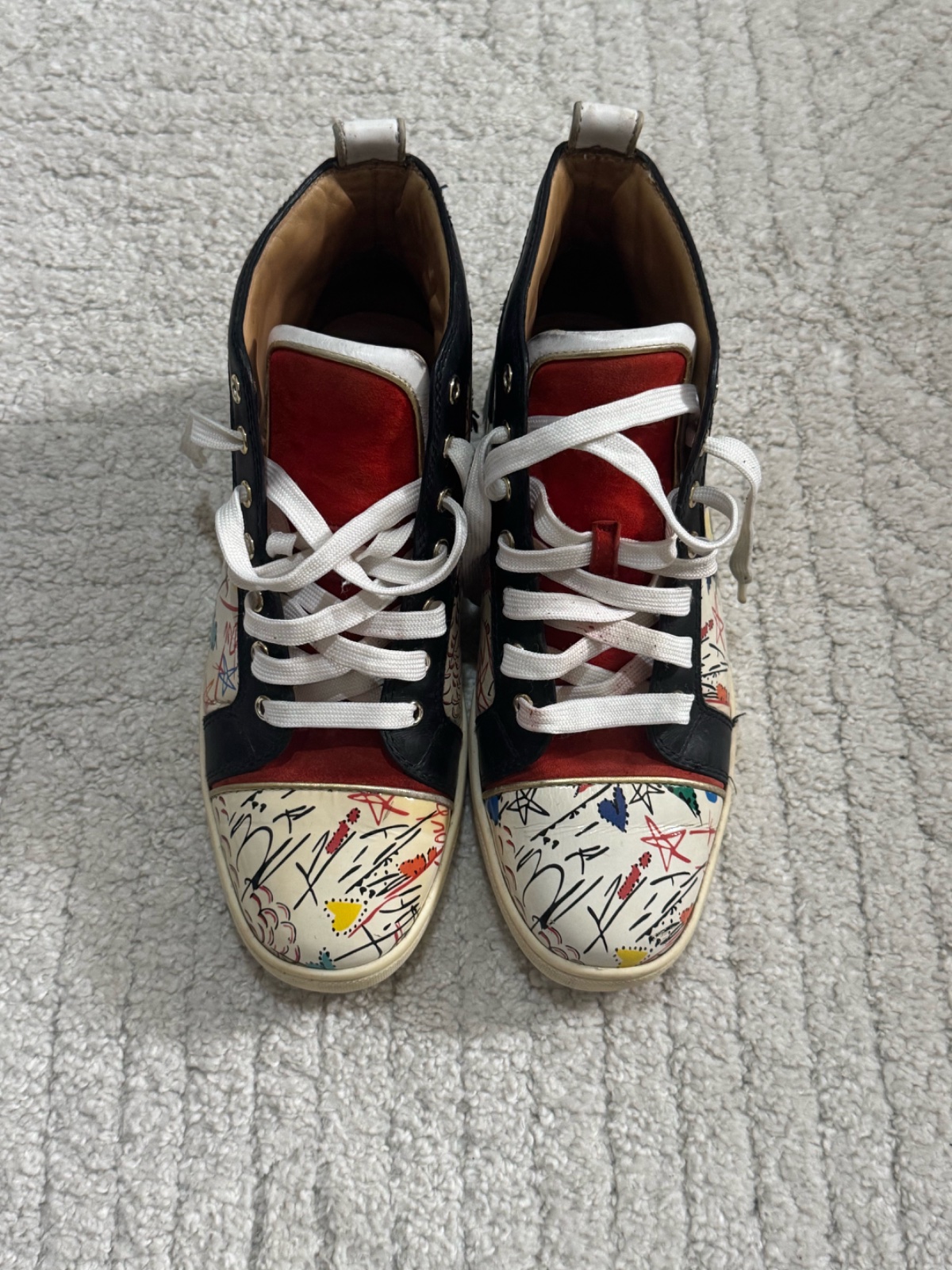 Christian Louboutin Graffiti Patent High Top Sneakers