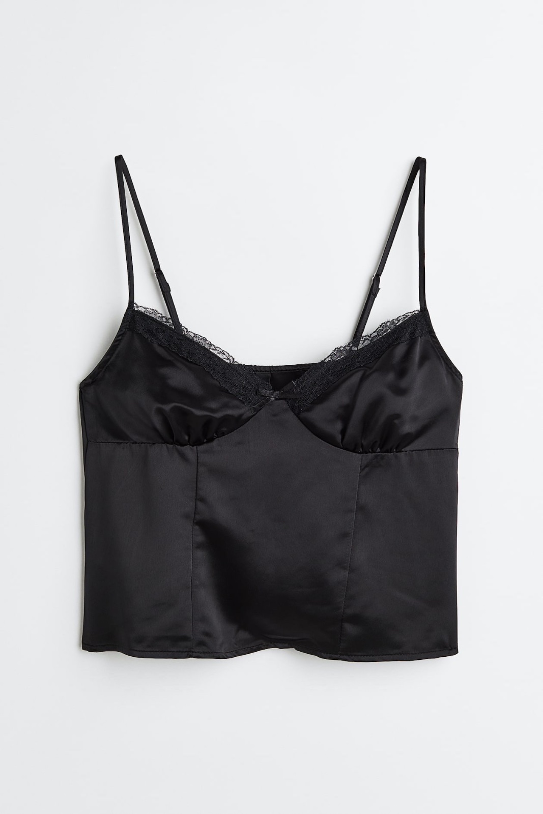 LACE-TRIMMED SATIN TOP