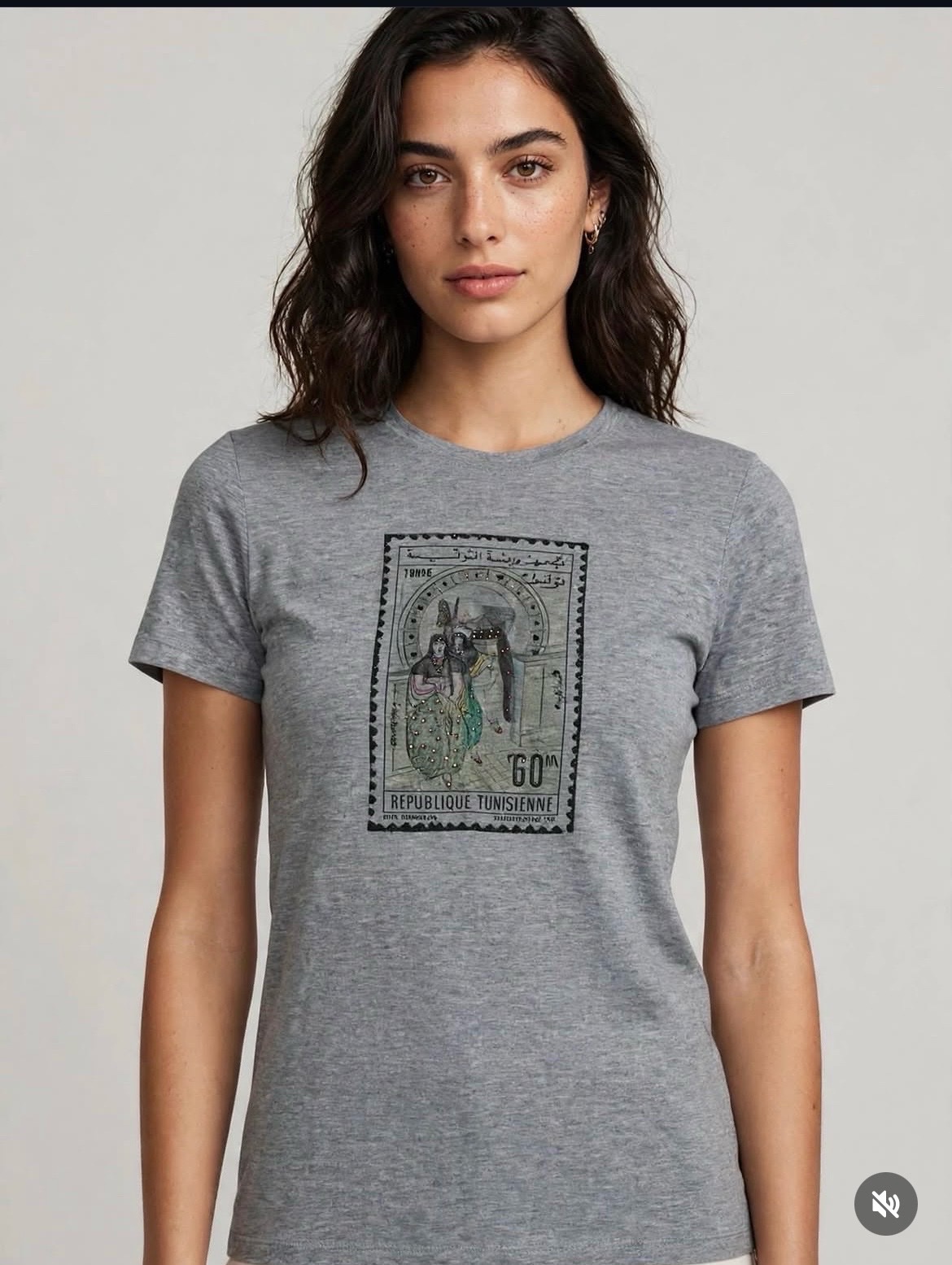 T-shirt gris timbre tunisien 