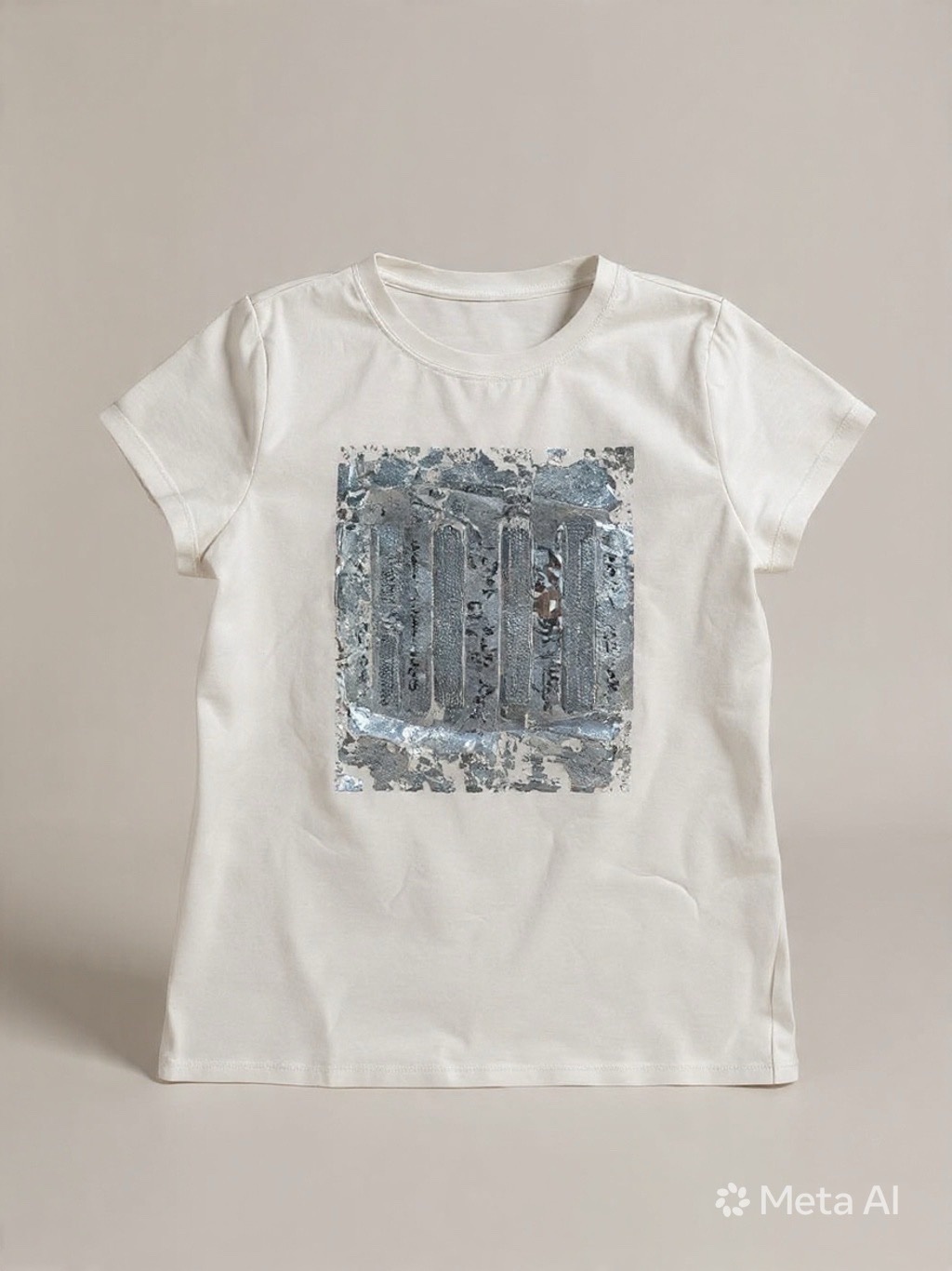 T-shirt blanc écru avec imprimé foil argenté "Bab Tunis"