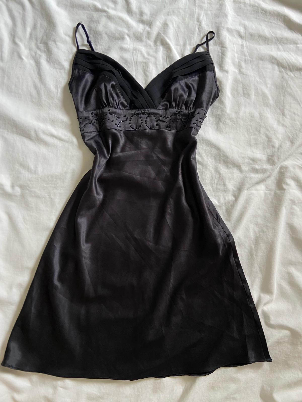 Black silk mini dress