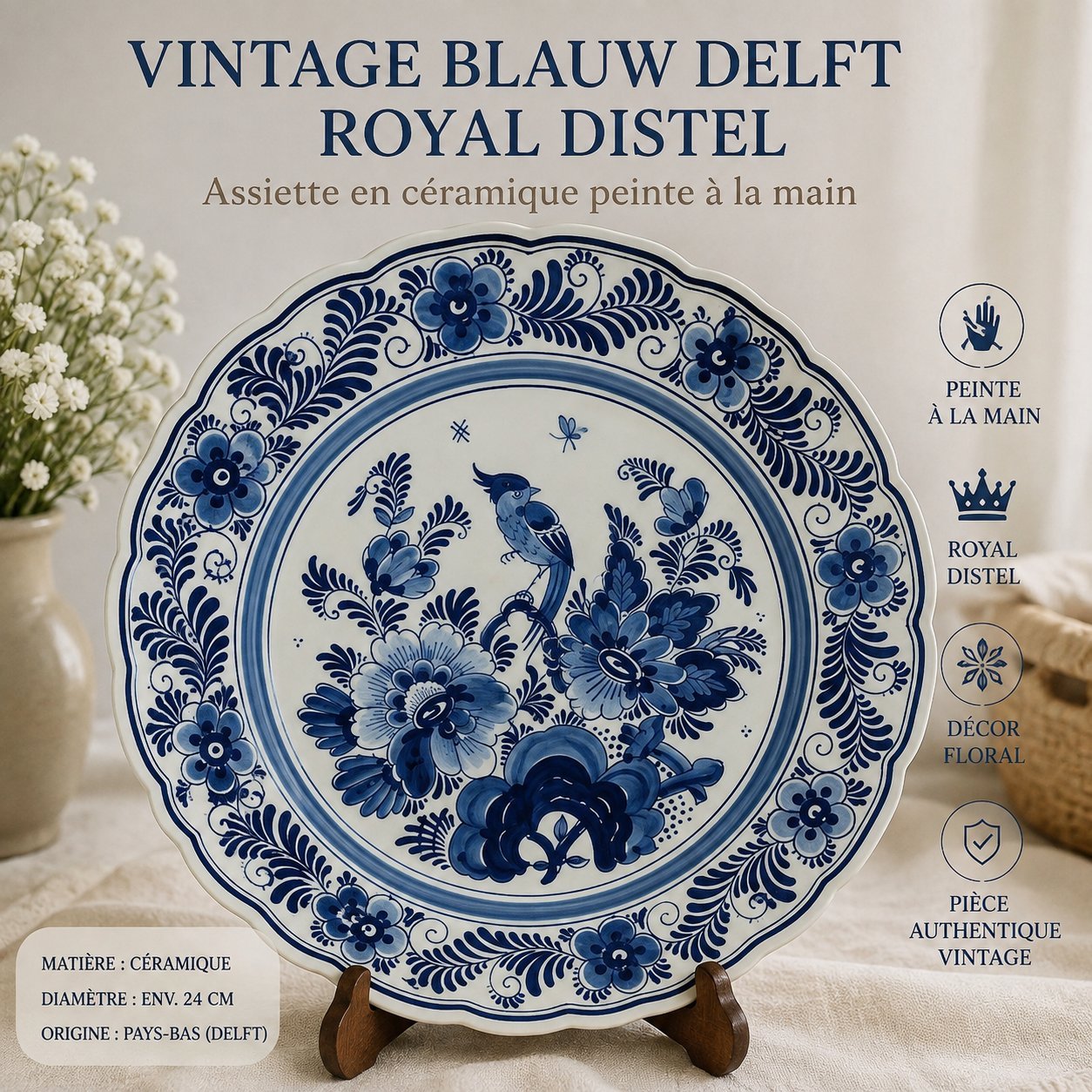 Assiette murale Delft Royal 