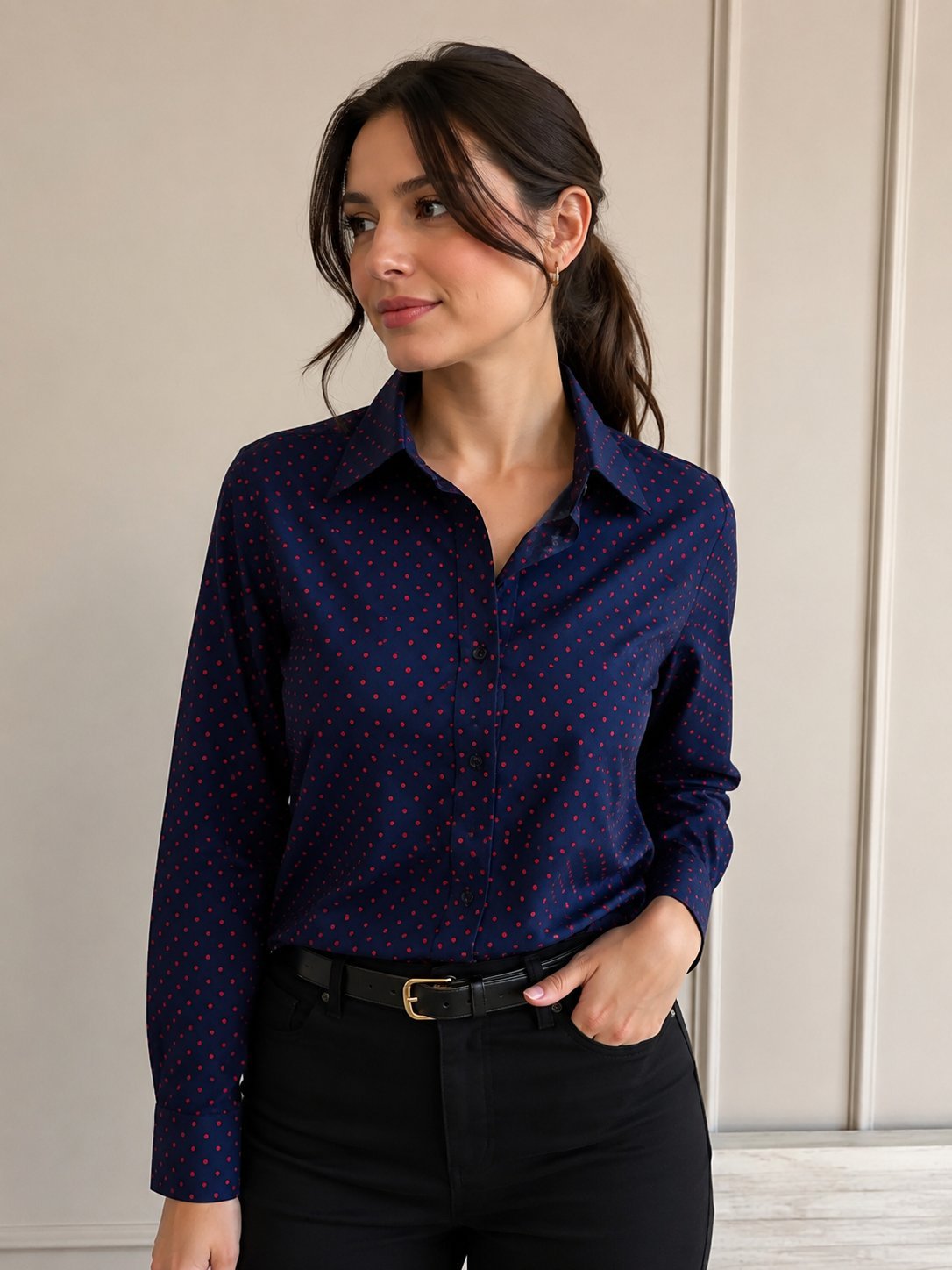 Chemise Ralph Lauren bleu marine à pois rouges 💙❤️ 