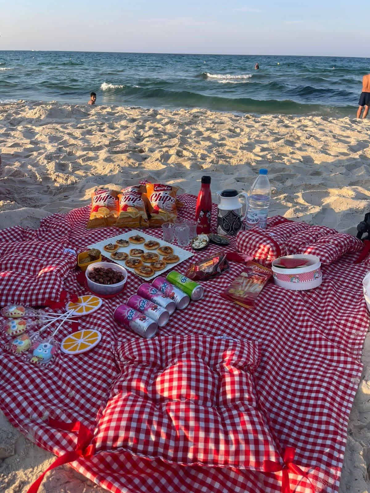 Pack picnic 5 pièces nappe et 4 coussins 🌷🌼🍭