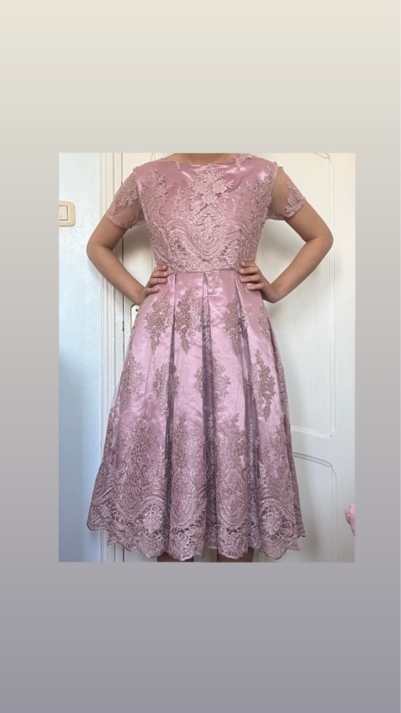 Robe soirée rose brillante 
