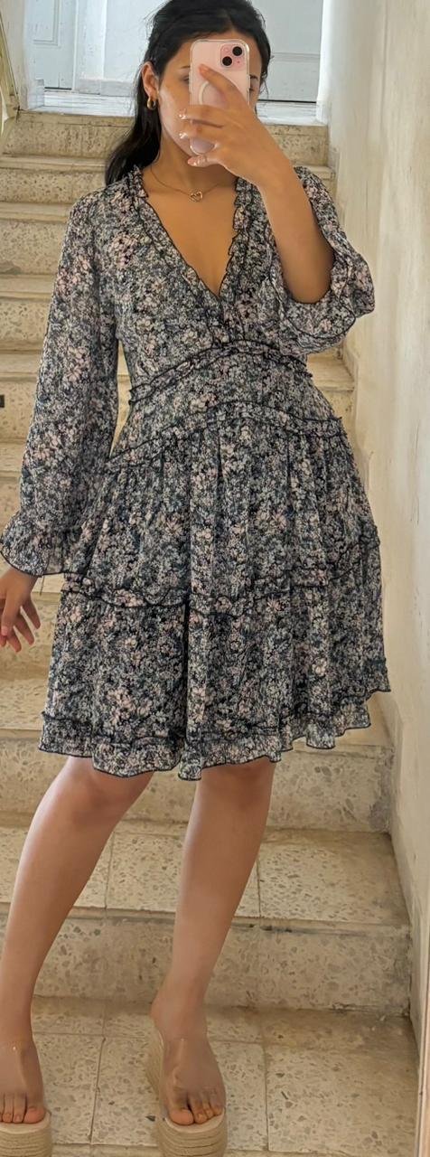 Robe bleu fleurie 
