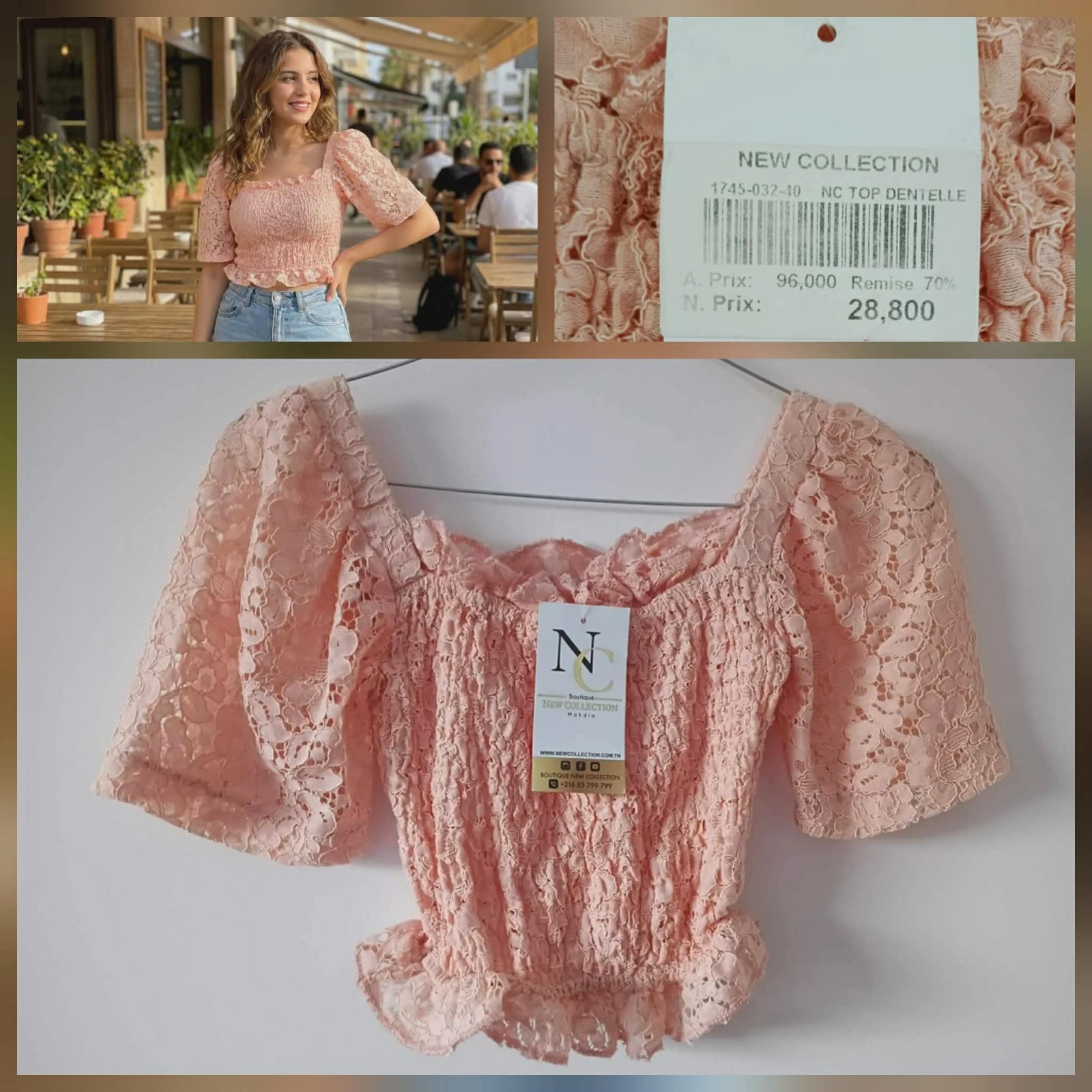 Crop top en dentelle 