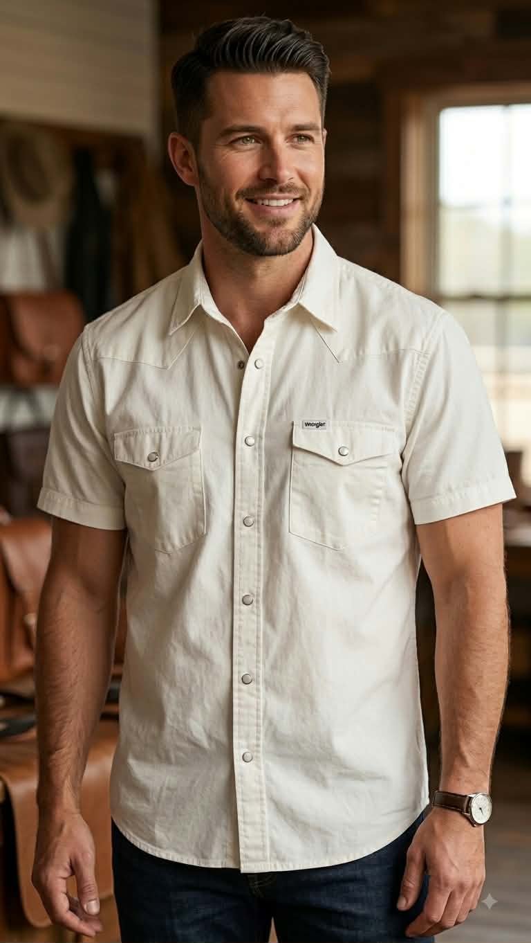 Chemise blanche pour homme wrangler 