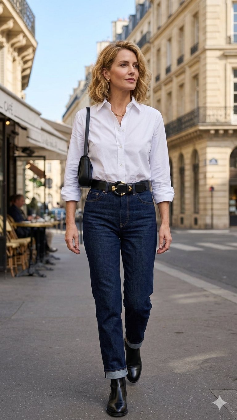 Ceinture noire pour femme avec boucle doré 