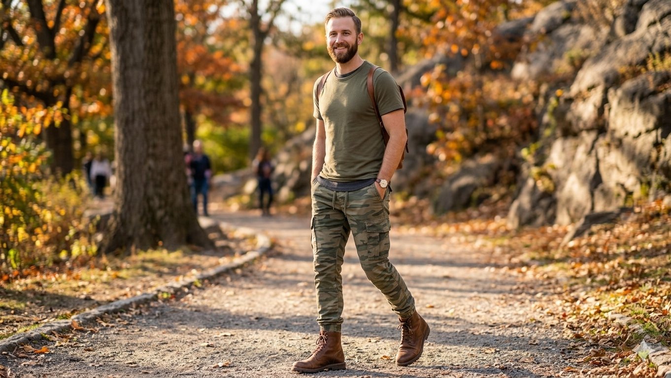 Pantalon cargo camouflage homme 8 poches 