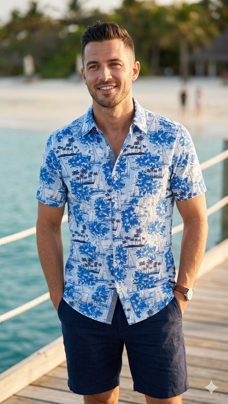 Chemise homme fleurie marque Nautica 