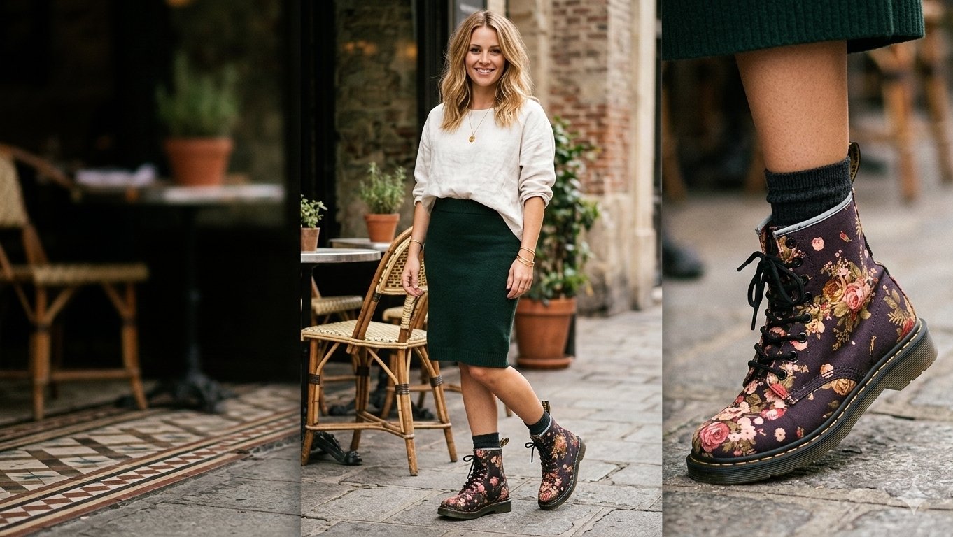 Bottines fleurie marque DR Martens 