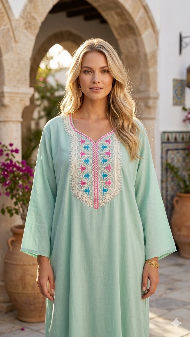 Jobba femme artisanale vert d'eau 