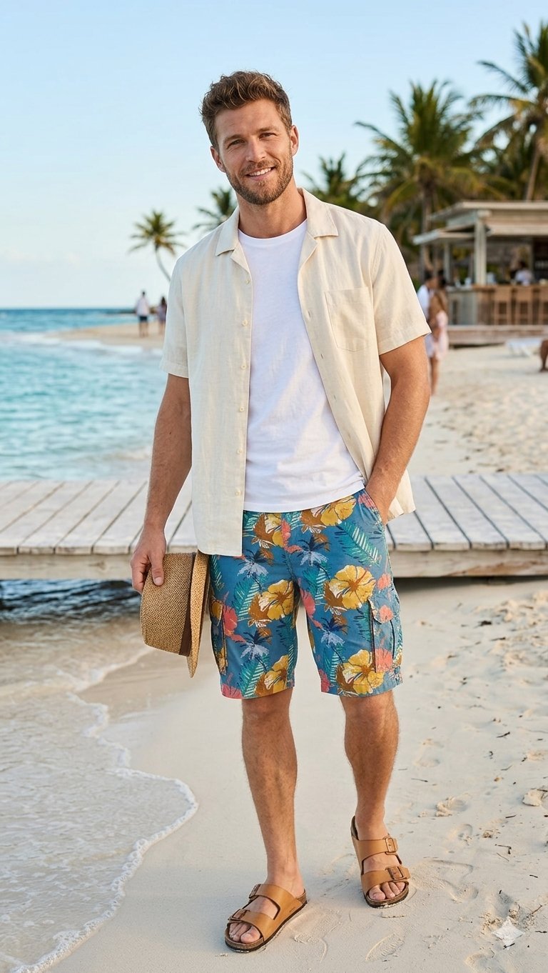 Joli short homme fleuri 