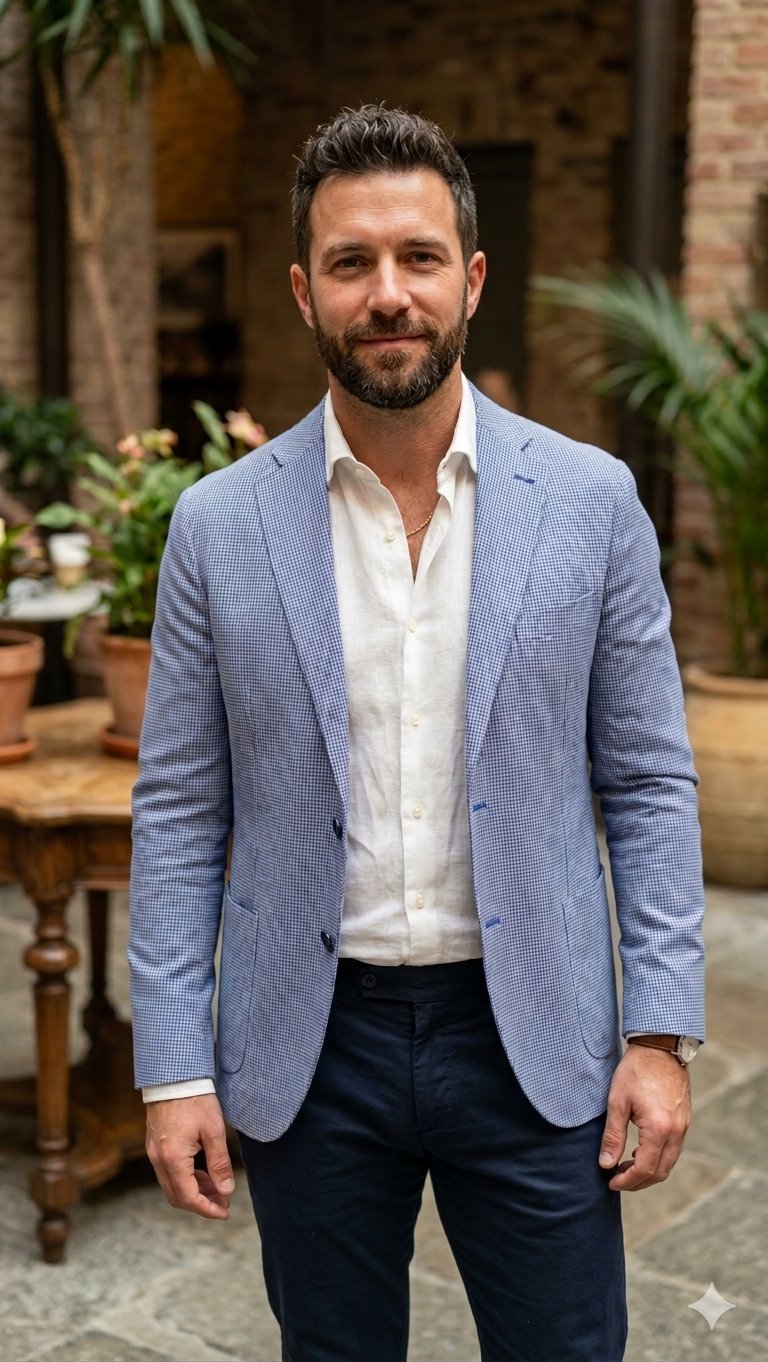 Blazer bleu a carreaux vichy marque Désirée 