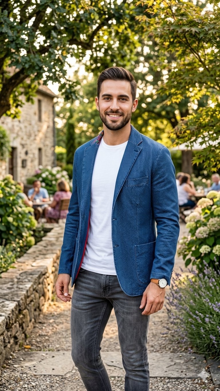 Blazer fb sport chic à effet denim pour homme 