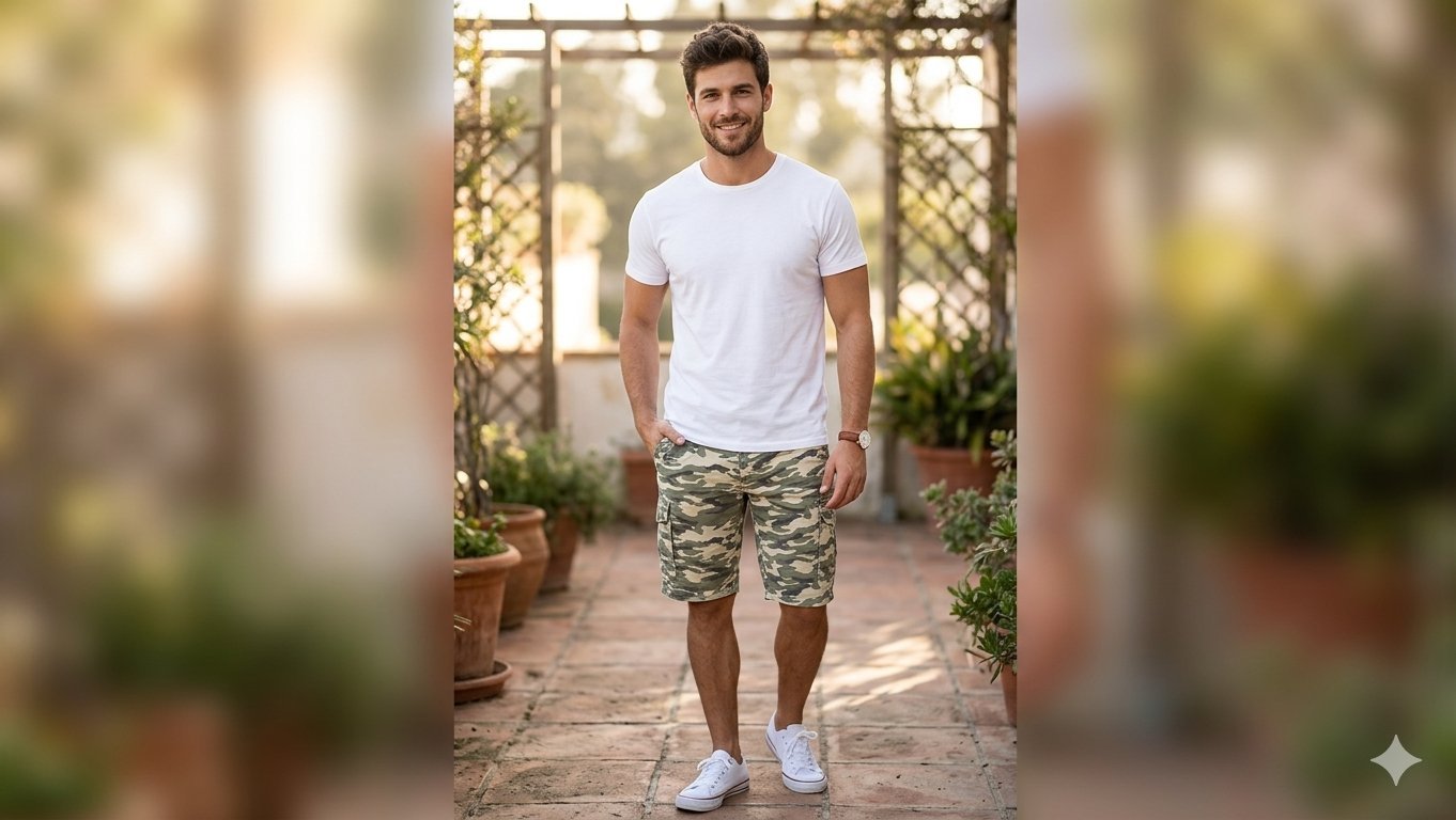 Short camouflage militaire homme 