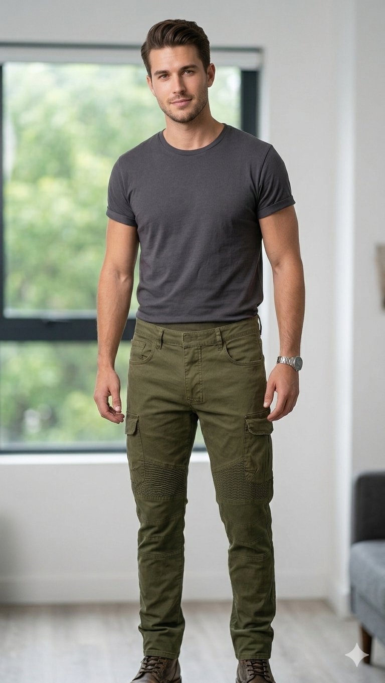 Pantalon multi poches pour les aventures vert militaire taille 34 pour homme 
