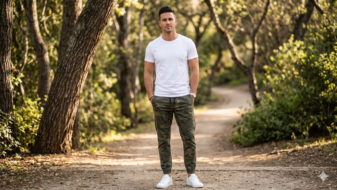 Pantalon camouflage style pour homme fabriqué par un mélange de coton polyester et elasthane 