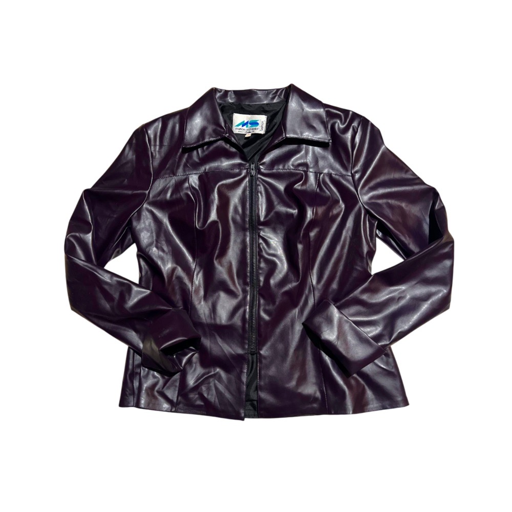 Veste faux cuir aubergine