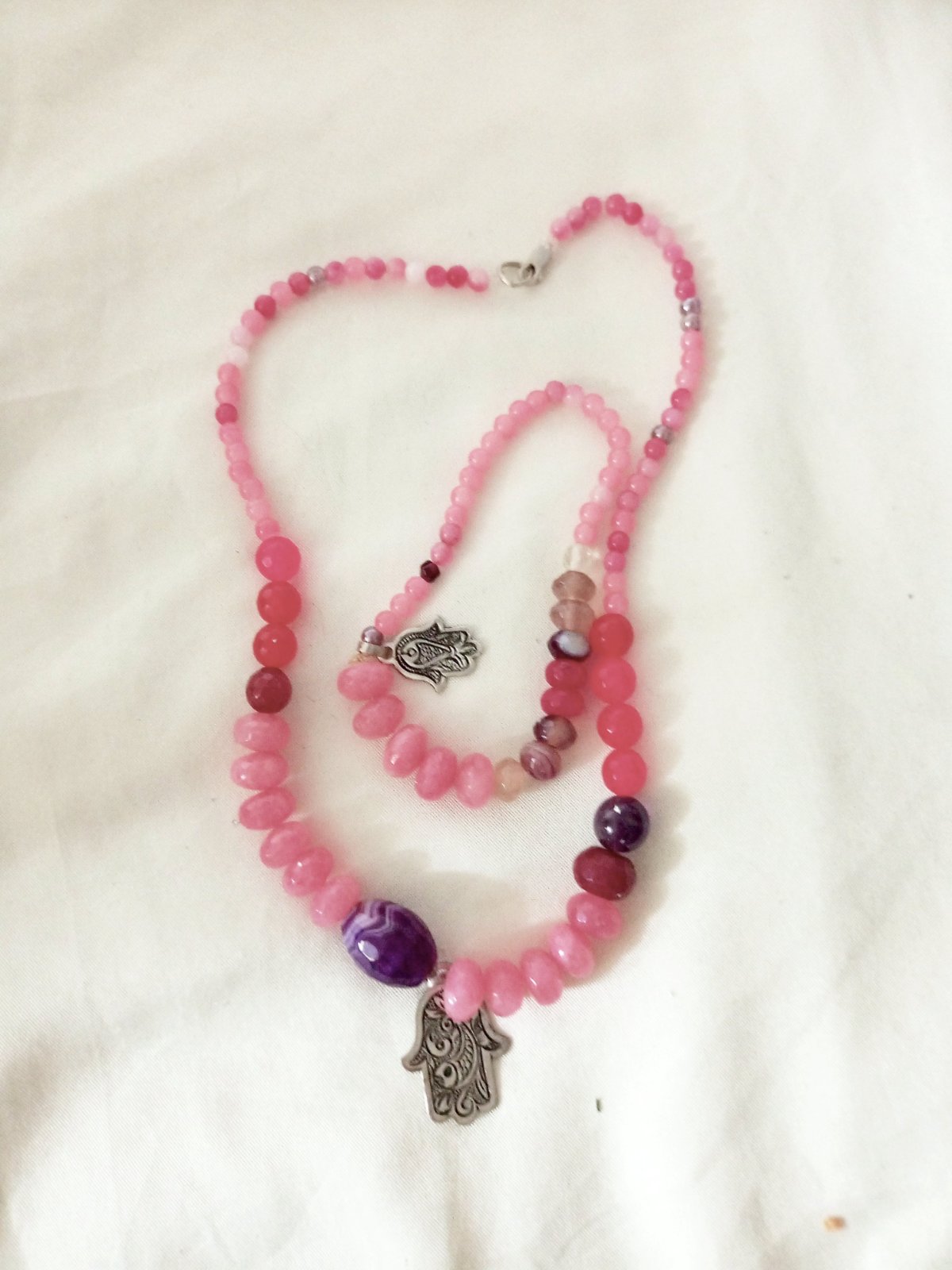 Collier et bracelet en pierres aghateset argent 925