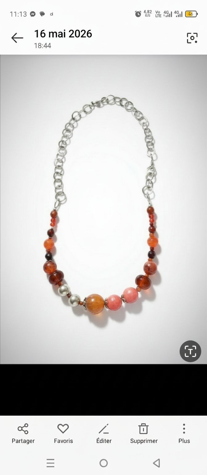 Collier rihana ,boules en argent ,aghates,cornalines.....