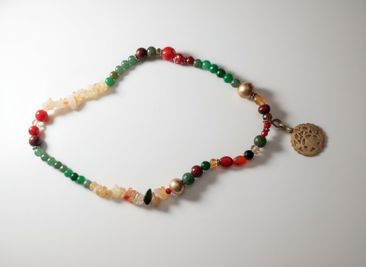Collier argent doré et pierres citrines ,jades,aghates...