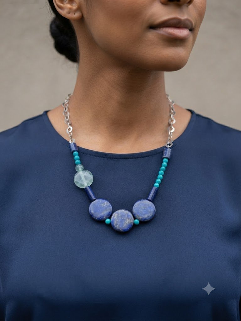 Collier argent et pierres